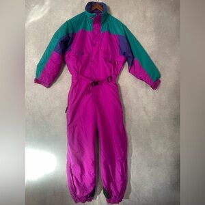 Vintage 90s Columbia Youth 14/16 Snowsuit Colorblock Ski Snow Suit